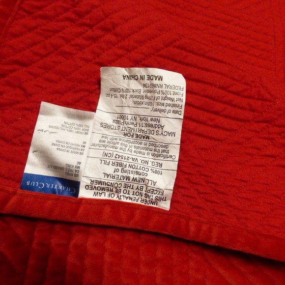 Charter Club Damask Velvet 3 pc King Coverlet, Red - Picture 11 of 12